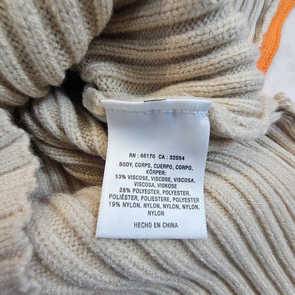Anthropologie Mock Neck Tan Orange Sweater Womens Medium Bell Sleeve Ribbed Warm - Picture 7 of 11